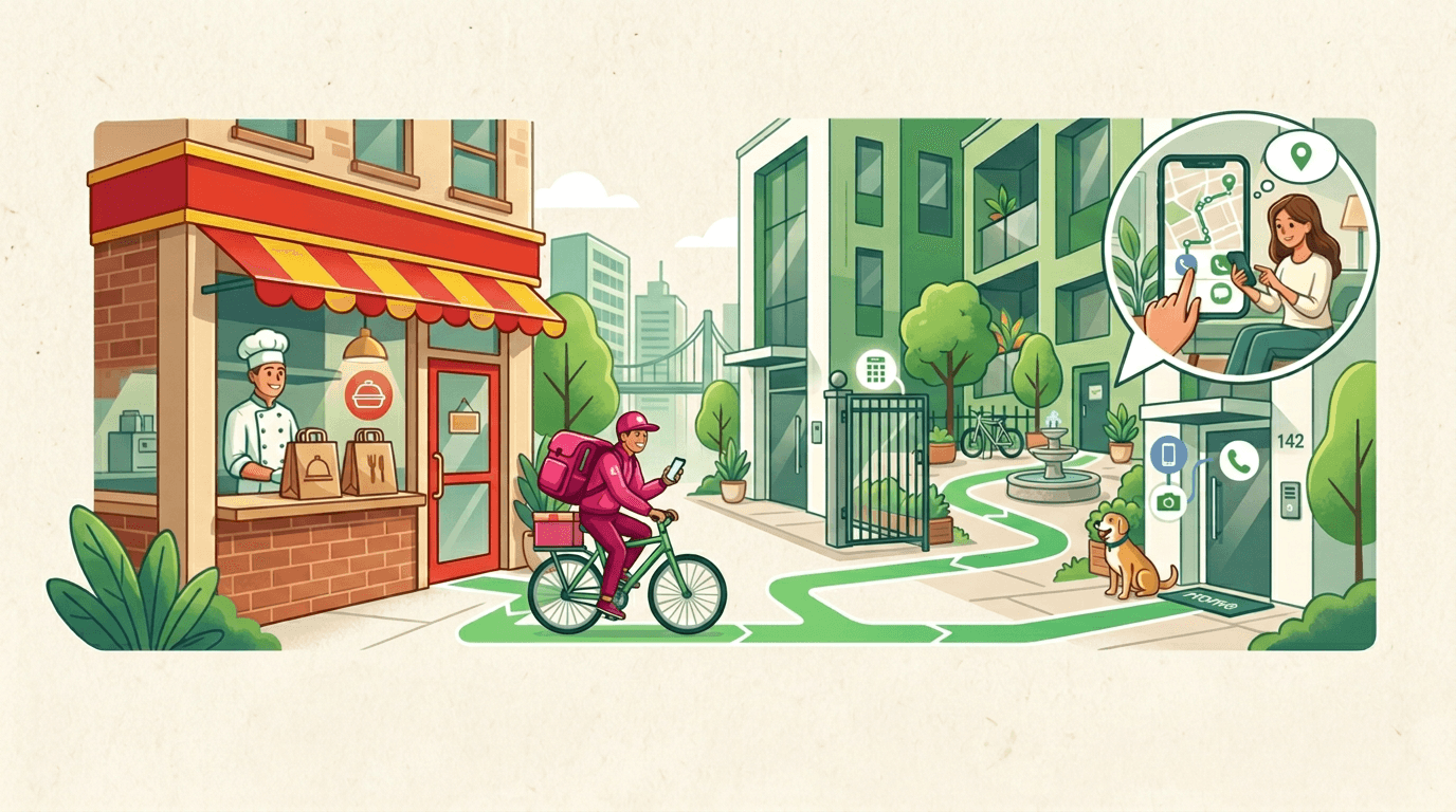 Food delivery at the correct entrance