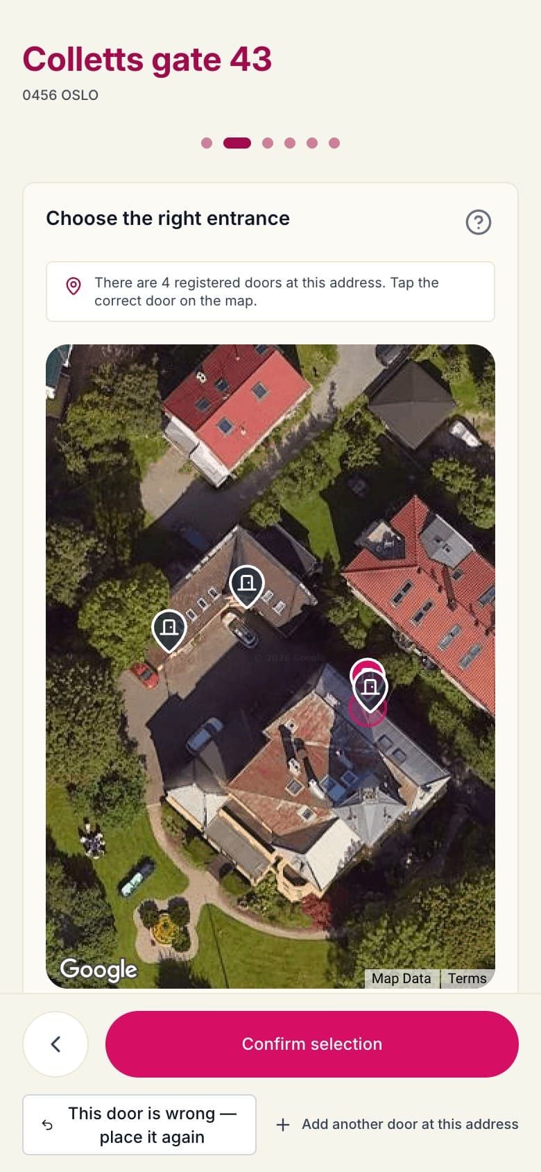 Collection link: choosing the right entrance on the map