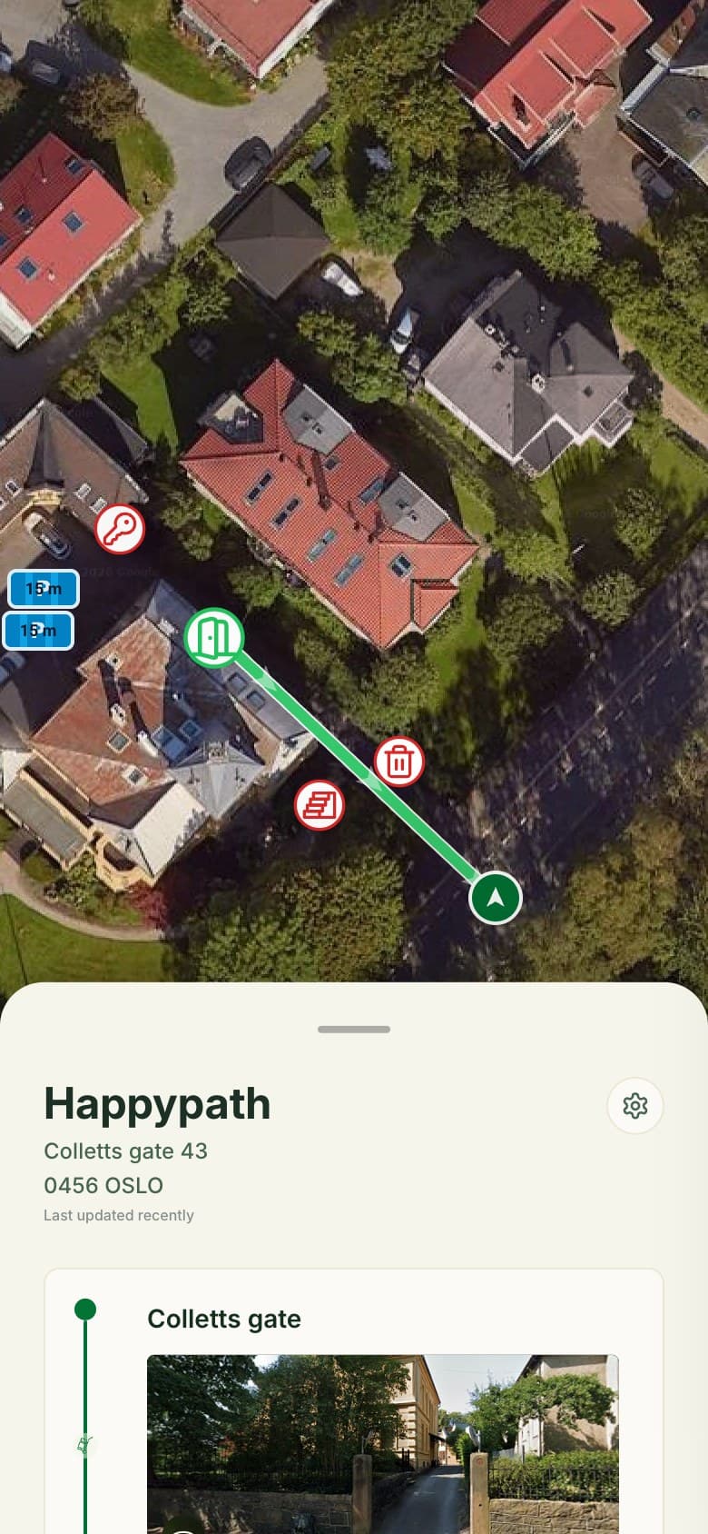 Directions to Happypath at Colletts gate 43 with the path to the door