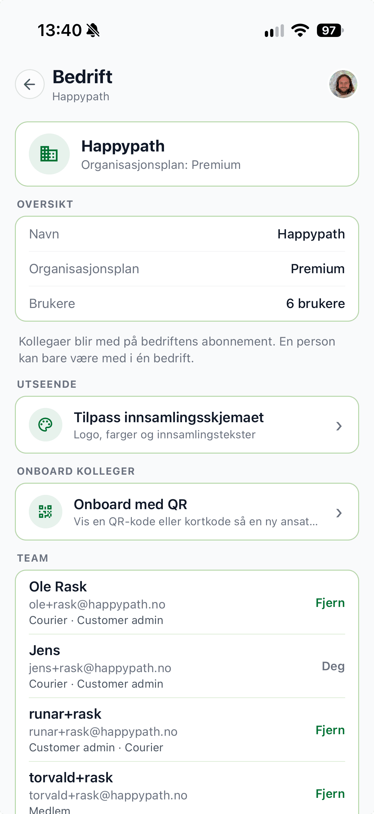 Company settings in Companion