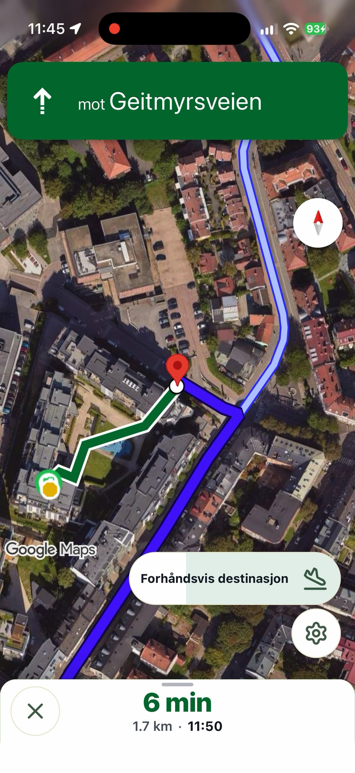 Companion last-metre guidance with the green path to the door