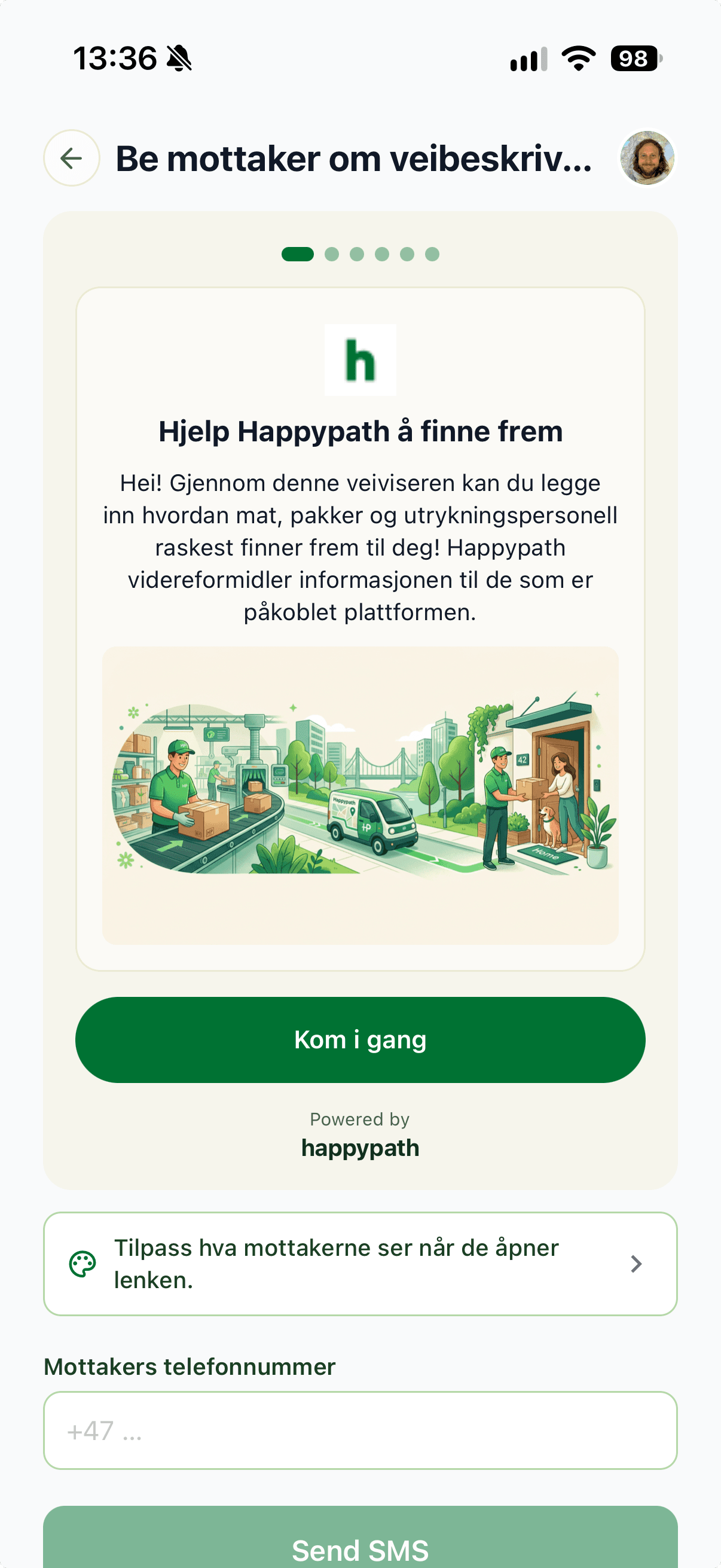 Sending a collection link to the recipient from Companion